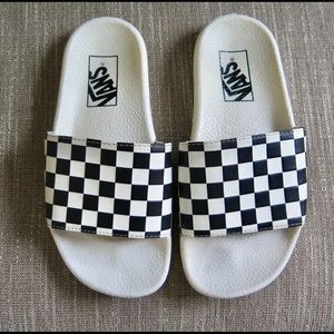 Checkered Vans Black & White slip-ons